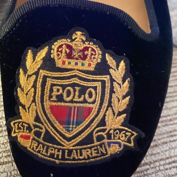 WOMANS RALPH LAUREN POLO VELVET MONOGRAM FLATS SZ 39.5 - Picture 5 of 7